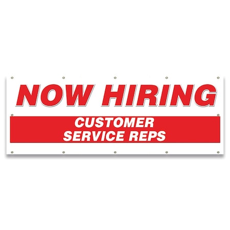 Now Hiring Customer Service Reps Banner Apply Inside Accepting Application Single Sided